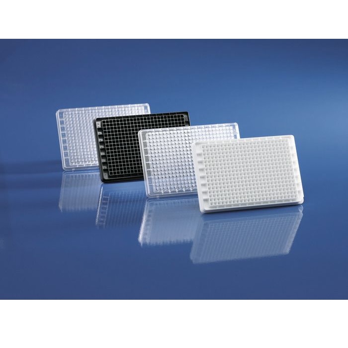 BRANDplates® Microtitration Plates, 384-well, Black, PureGrade™, BIO-CERT® Certified Quality, Transparent Bottom, F-bottom