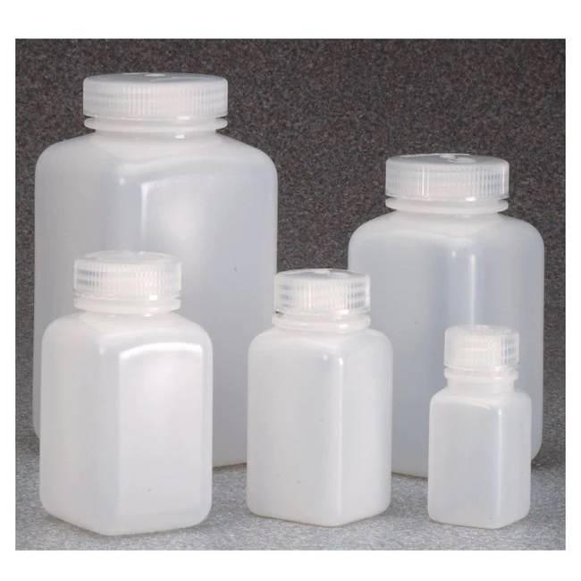 Nalgene™ Square Wide-Mouth HDPE Bottles with Closure: Bulk Pack, 500 mL, Case of 125