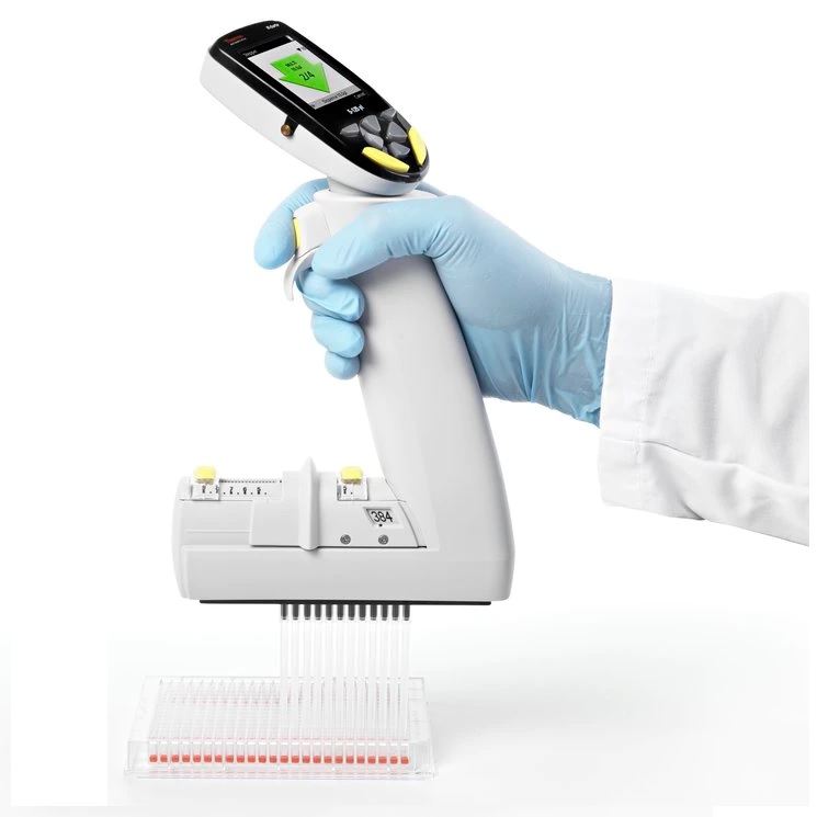 E1-ClipTip™ Bluetooth™ Electronic Adjustable Tip Spacing Multichannel Equalizer Pipettes, 8 Channels, 2 to 125 μL