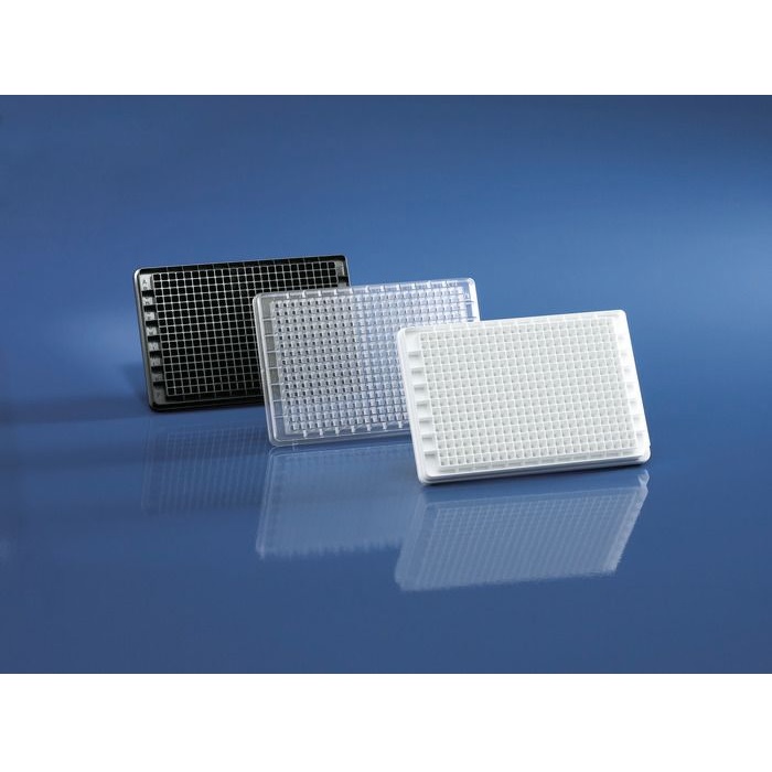 BRANDplates® Microtitration Plates, 384-well, CellGrade™, White, F-Bottom, Transparent Bottom, BIO-CERT® Cell Culture Sterile, 1 pack = 5 piece(s)