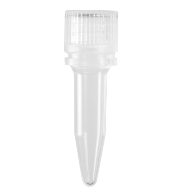 Axygen® 0.5 mL Elongated Conical Screw Cap Microcentrifuge Tube and Cap, with O-ring, Polypropylene, Clear Cap, Sterile