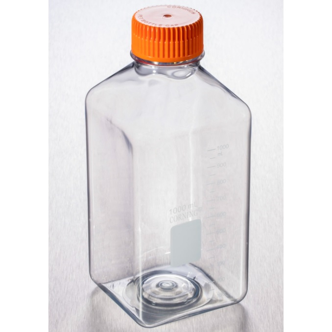 Corning® 1L Square PET Storage Bottles with 45 mm Caps