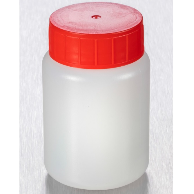 Corning® Gosselin™ Round HDPE Bottle, 100 mL, 37 mm Red Cap with Seal, Assembled, Sterile