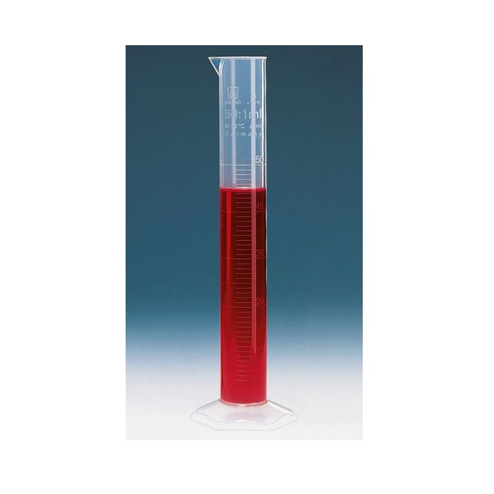 BRAND™ Graduated Cylinders, Tall Form, Class B, PP, Embossed Graduations, 50 ml