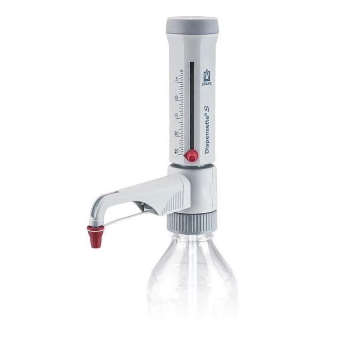Bottle-top Dispensers Dispensette® S, Analog-adjustable, DE-M, 2.5 ml - 25 ml, Without Recirculation Valve