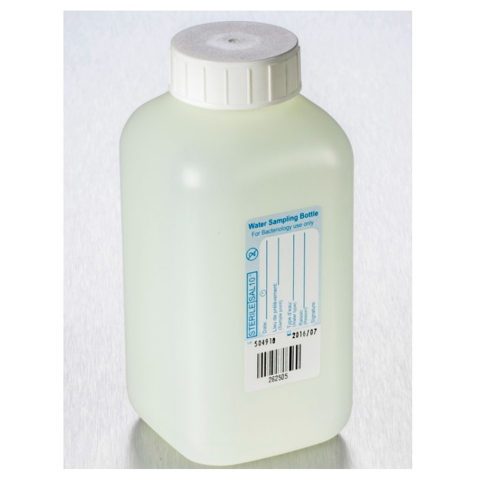Corning® Gosselin™ Water Sampling Square HDPE Bottle, 500 mL, Graduated, 37 mm White Cap with Wad, Sterile