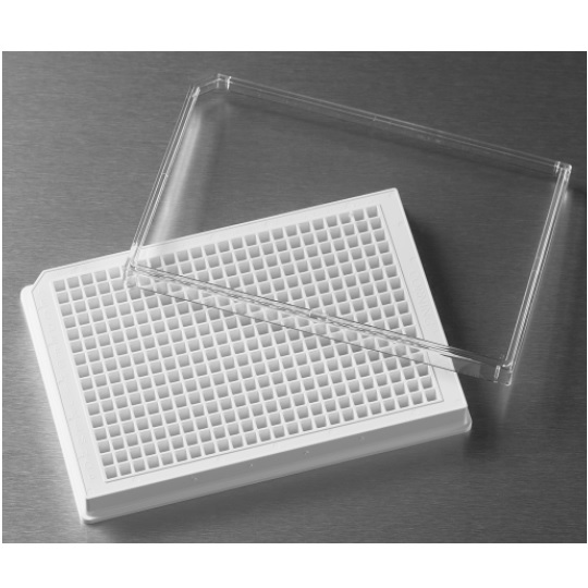 Corning® 384-well Low Flange White Flat Bottom Polystyrene TC-treated Microplates, with Lid, Sterile