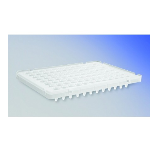 Axygen® 96 Well Polypropylene PCR Microplate with Bar Code, Compatible with ABI, Low Profile, Half Skirt, Clear, Nonsterile