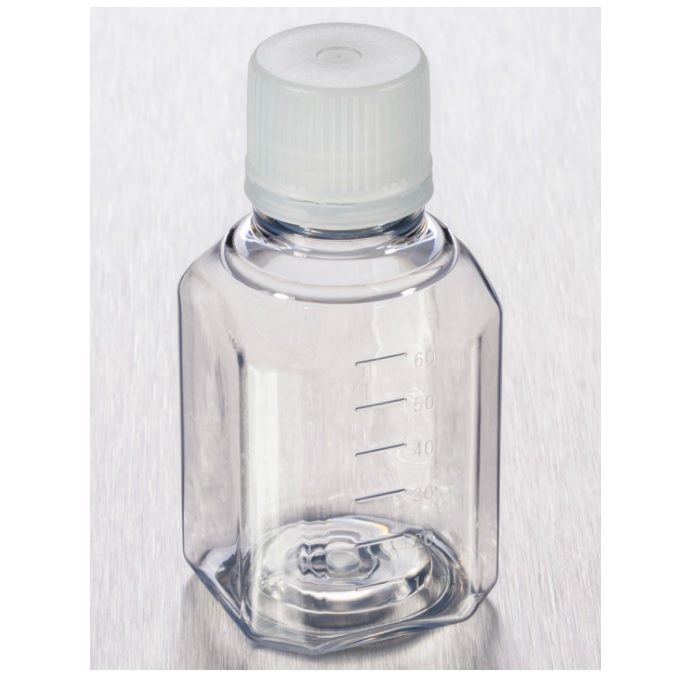 Corning® 60 mL Octagonal PET Storage Bottles with 18 mm Screw Caps, Sterile