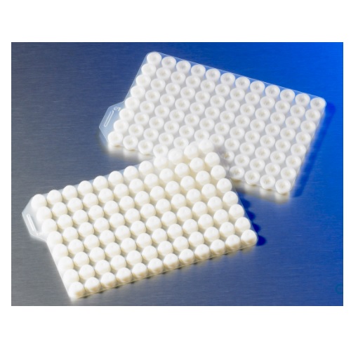 Corning® Thermoplastic Elastomer (TPE) 96 Storage Tube Septum Cap on Mat