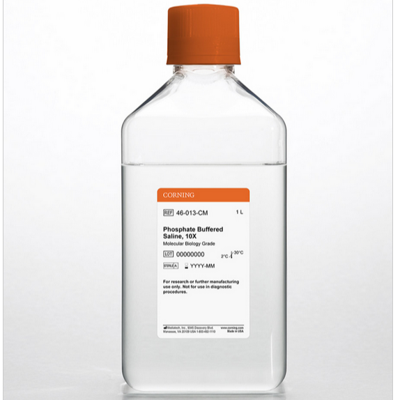 Corning® 1L, 10X Phosphate-Buffered Saline (PBS), pH 7.4 ± 0.1, Liquid without calcium and magnesium, RNase-/DNase- and protease-free