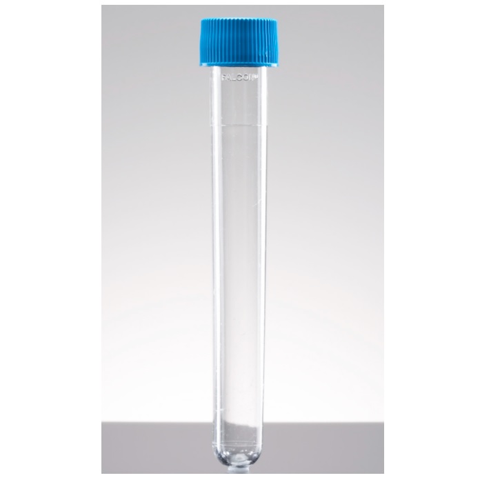 Falcon® 8 mL Round Bottom Polystyrene Test Tube, with Blue Screw Cap, Sterile