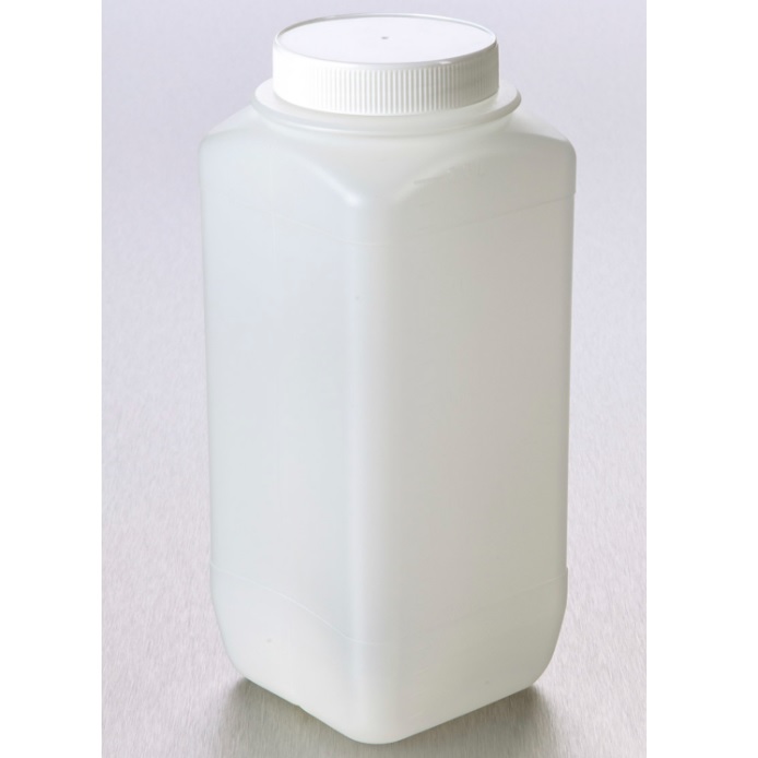 Corning® Gosselin™ Square HDPE Bottle, 2.5 L, Graduated, 77 mm White Cap with Wad, Non-assembled