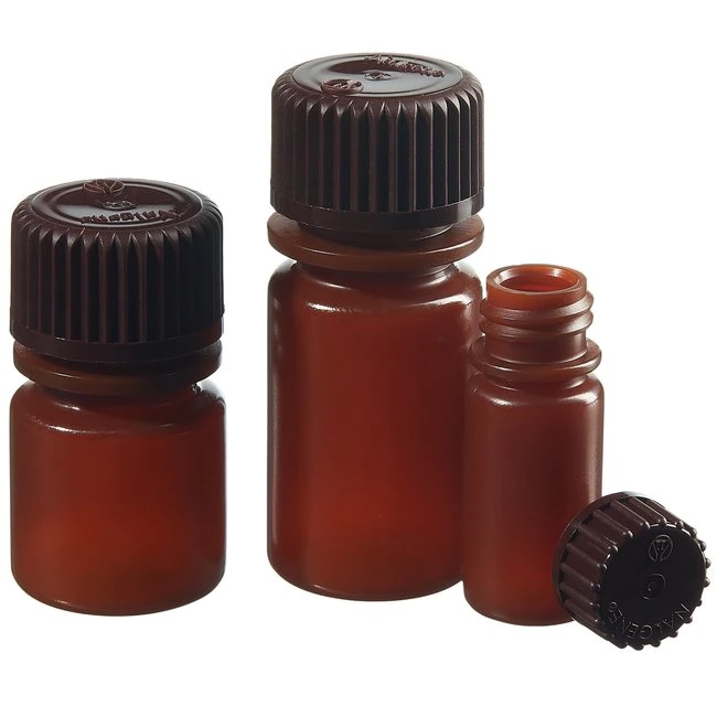 Nalgene™ Translucent Amber HDPE Diagnostic Bottles with Closure: Bulk Pack, 15 mL