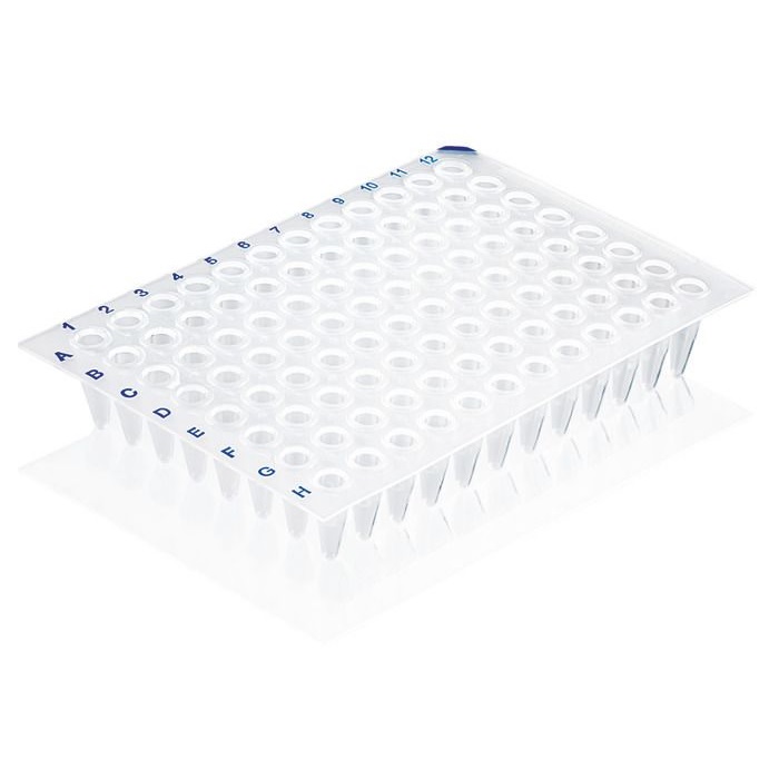 BRAND™ PCR Plate 96-well, Standard, White, Non-Skirted, Cut Corner H12, BIO-CERT® PCR Quality