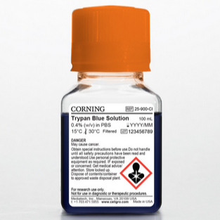 Corning® 100 mL Trypan Blue Solution, 0.4% (w/v) in PBS, pH 7.5 ± 0.5