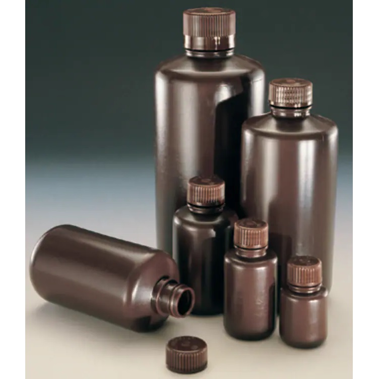 Nalgene™ Narrow-Mouth Amber HDPE Lab Quality Bottles, 60 mL, Case of 72