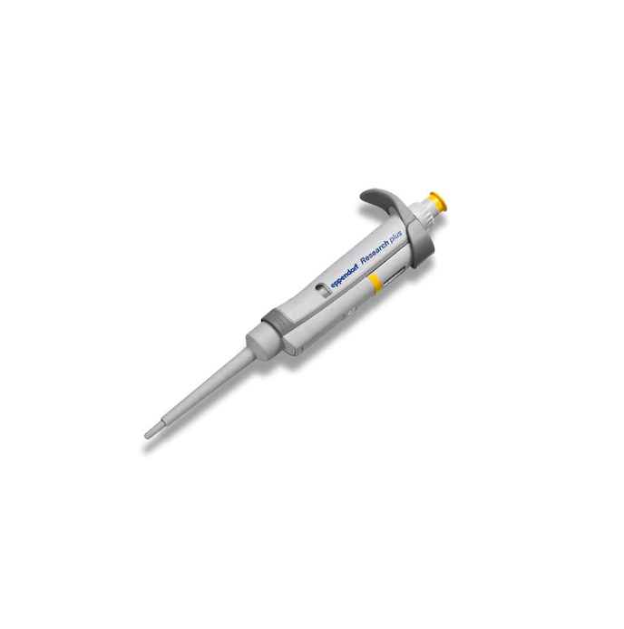 Eppendorf Research® plus, 1-channel, variable, incl. epT.I.P.S.® Box, 20 – 200 µL, yellow