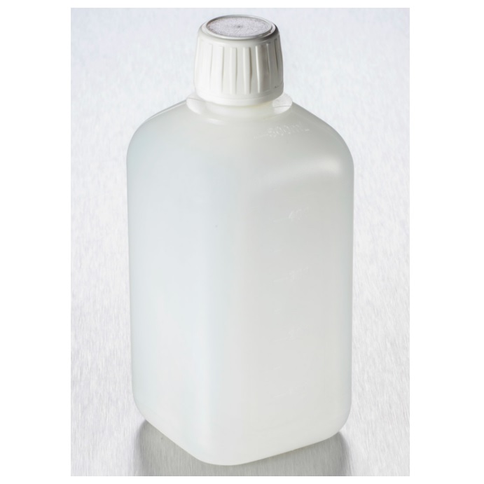 Corning® Gosselin™ Square HDPE Bottle, 500 mL, Graduated, 22 mm White Tamper-evident Cap with Shaped Seal, Assembled