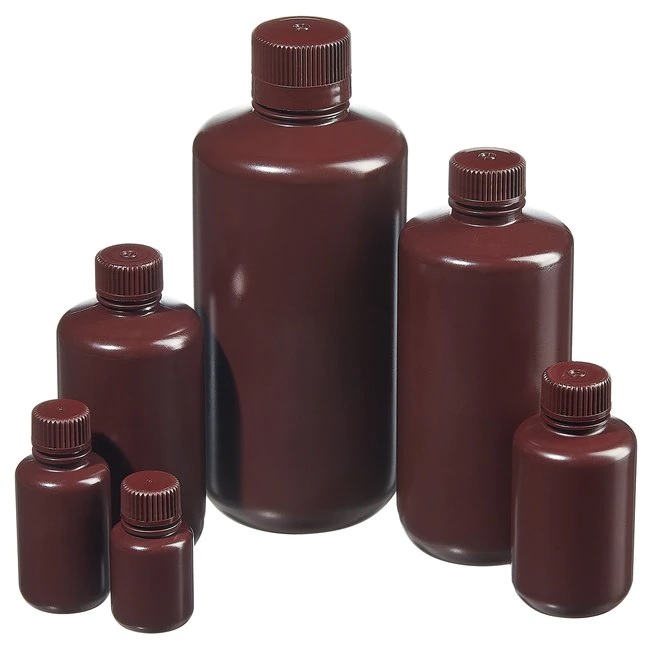 Nalgene™ Narrow-Mouth Opaque Amber HDPE Packaging Bottles with Closure: Bulk Pack, 60 mL