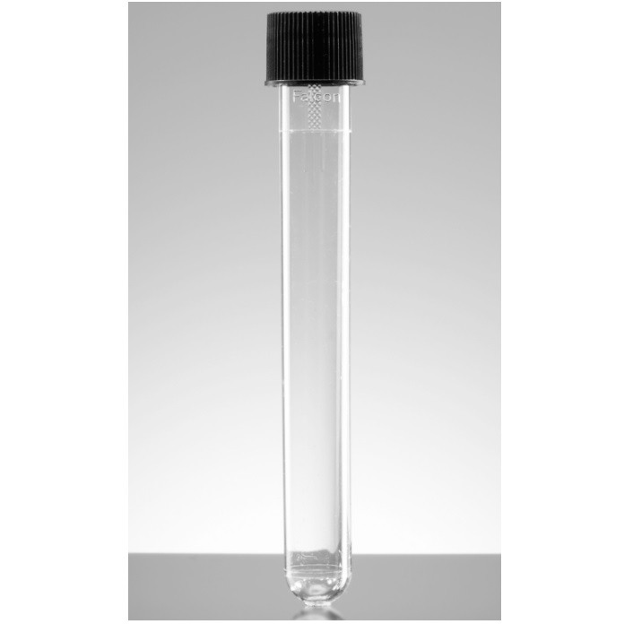 Falcon® 19 mL Round Bottom Polystyrene Test Tube, with Screw Cap, Sterile, Individually Wrapped
