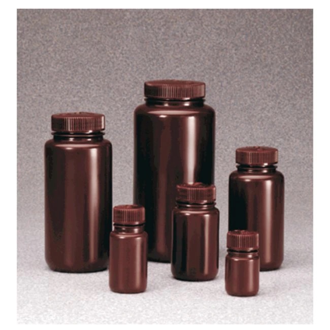 Nalgene™ Wide-Mouth Lab Quality Amber HDPE Bottles, 500 mL, Case of 48