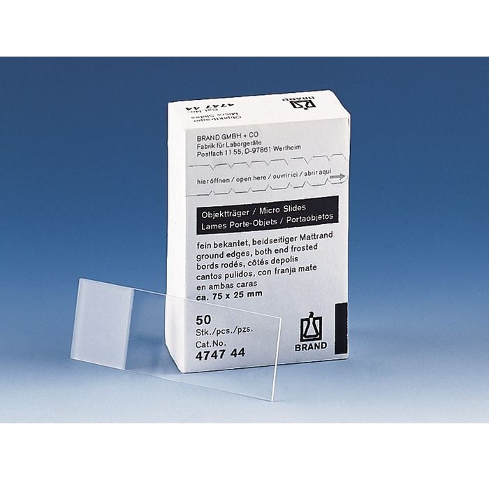 BRAND™ Microscope Slide, Half-white, Ground Edges, Twin Frosted End, Standard Pack, 1mm