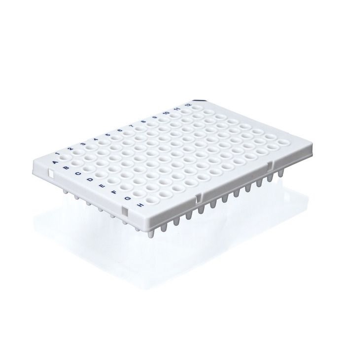 BRAND™ PCR Plate 96-well, Standard, White, Semi-Skirted, Cut Corner H12, BIO-CERT® PCR Quality