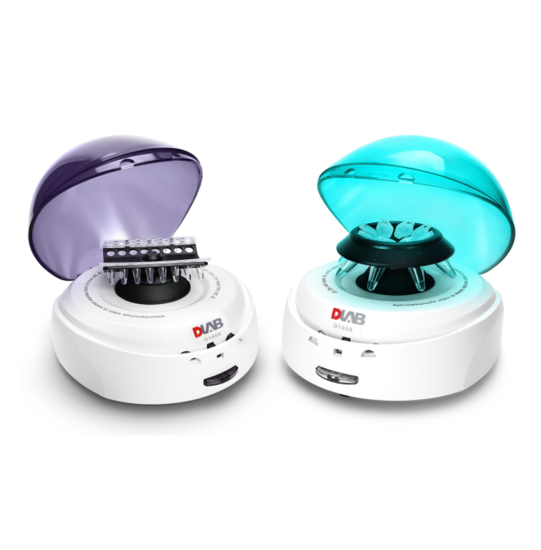 D-Lab Mini Centrifuge with blue lid, including two rotors A08-2 & A02-PCR8 and both adapter SA02P2 & SA05P2 (D1008)