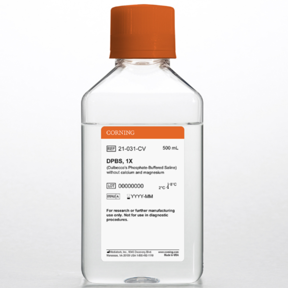 Corning® 500 mL Dulbecco’s Phosphate-Buffered Saline, 1X without Calcium and Magnesium, Shelf Life: 36 Months