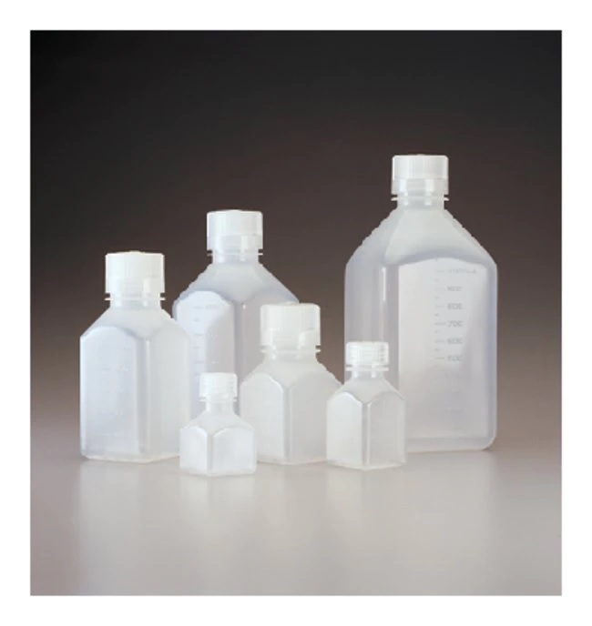 Nalgene™ Square Natural PPCO Graduated Bottles with Closure: Bulk Pack, 125 mL, Case of 250