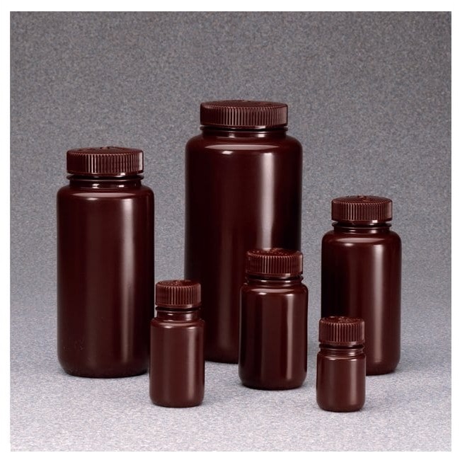 Nalgene™ Wide-Mouth Amber HDPE Economy Bottles with Closure, 500 mL