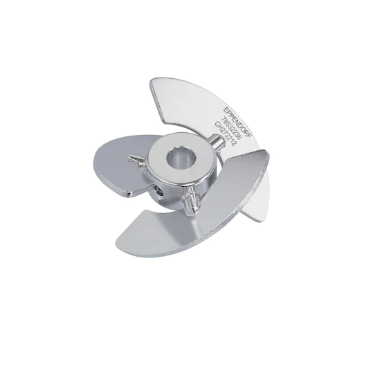 Eppendorf Pitched-Blade Impeller, 3-blade, 30° pitch, stainless steel, O.D. 50 mm, I.D. 8 mm