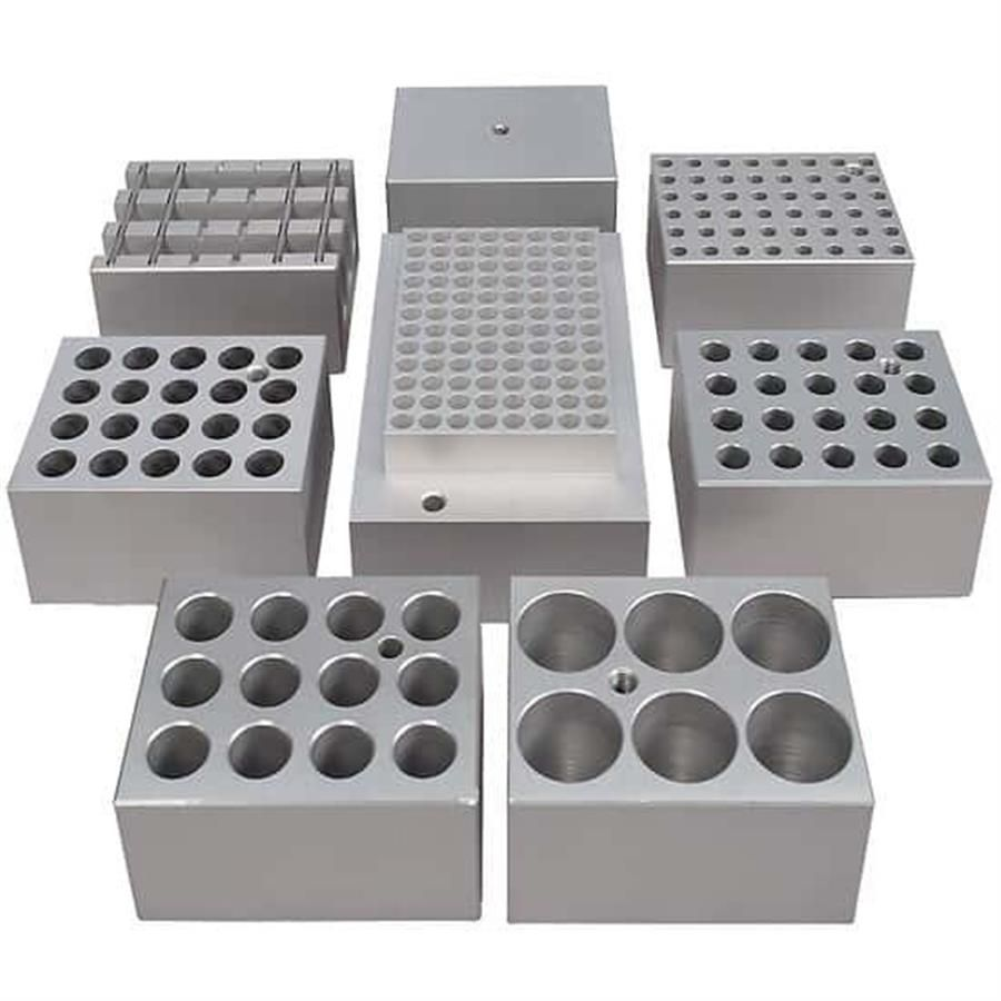 D-Lab Heating block, used for 0.2 mL, 0.5 mL and 1.5/2 mL tubes, 18 holes each volume (thin)
