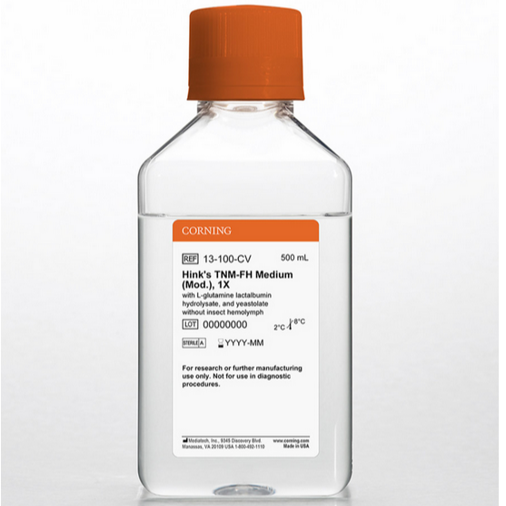 Corning® 500 mL Hink's TNM-FH Medium [+] L-glutamine lactalbumin hydrolysate, and yeastolate, [-] insect hemolymph