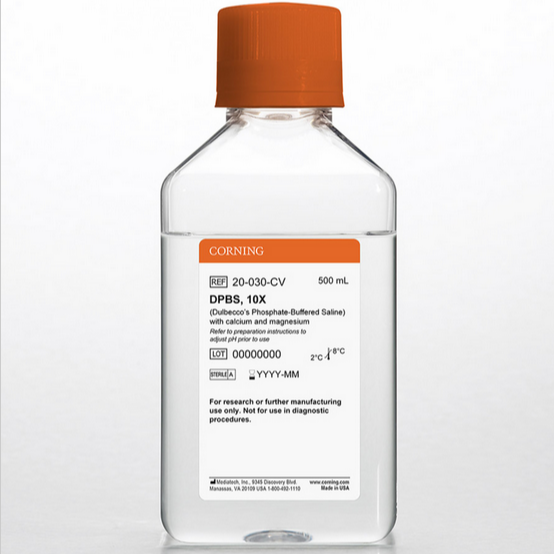 Corning® 500 mL Dulbecco’s Phosphate-Buffered Saline, 1X With Calcium and Magnesium, Shelf Life: 18 Months