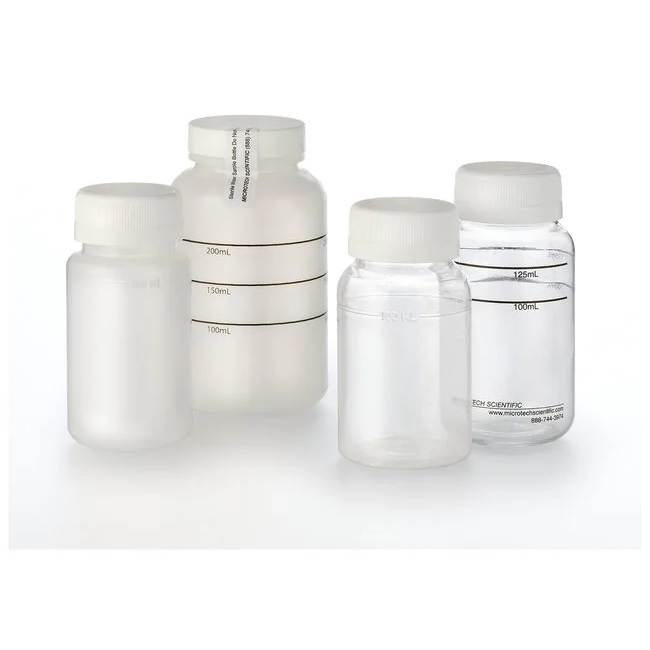 Screw-Top Sterile Coliform Water Sample Bottle: Polypropylene, 120 mL, Case of 200