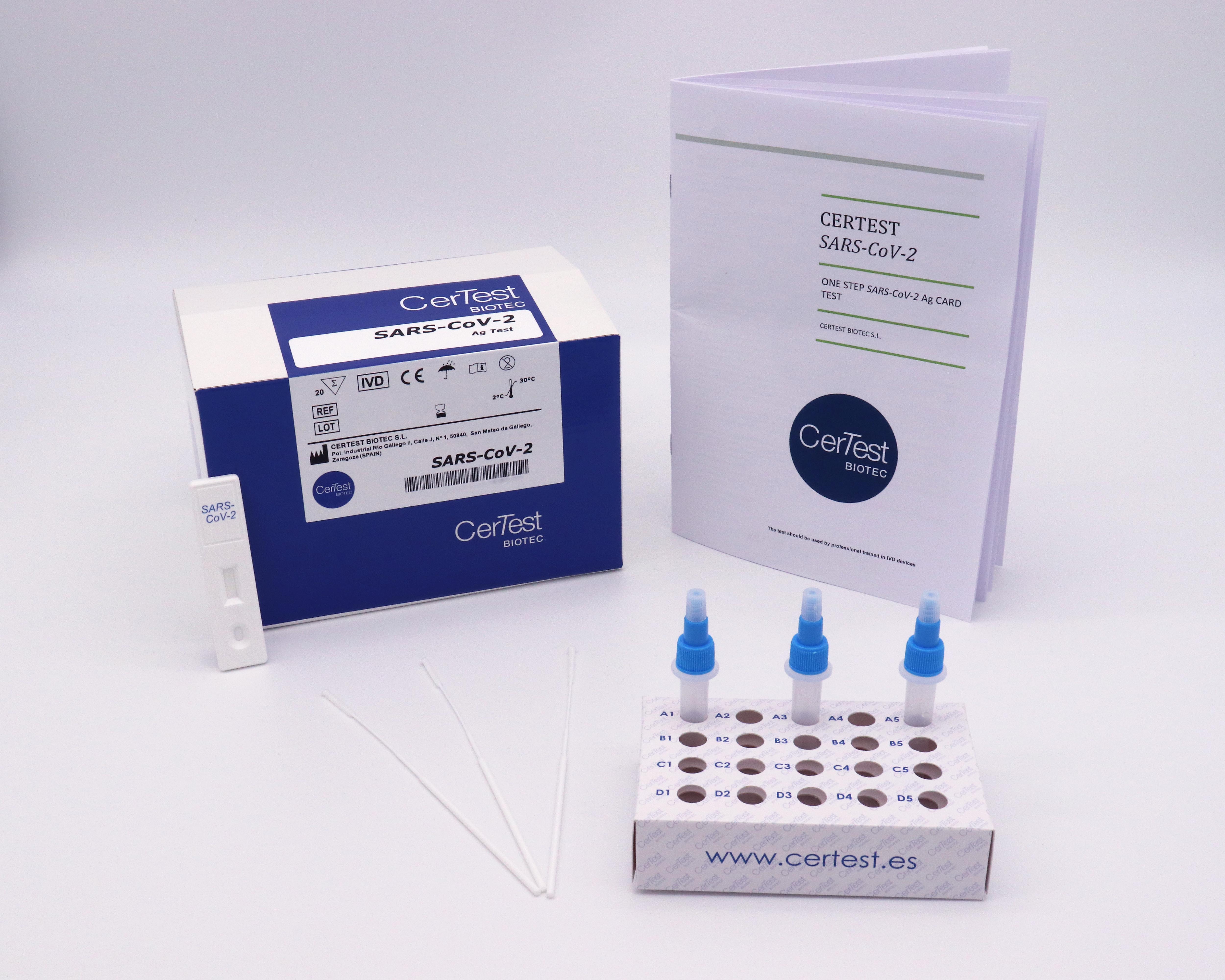Certest™ SARS-CoV-2 Card (Ag 20 tests kit with swabs + 20 vials + PC + NC)