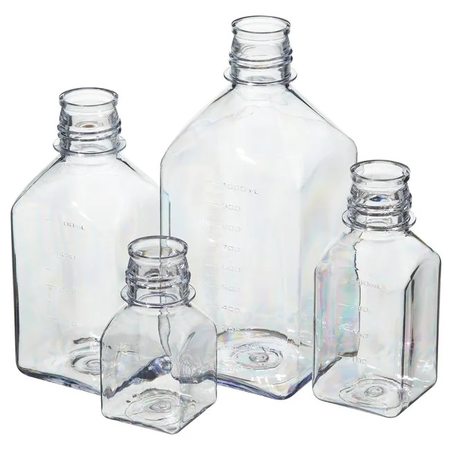 Nalgene™ Square Polycarbonate Graduated Bottles without Closure Tray Pack, 125 mL, Case of 96