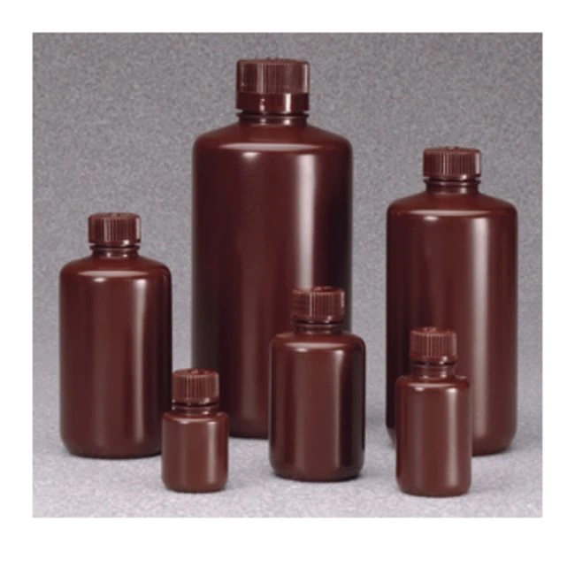 Nalgene™ Boston Round Narrow-Mouth Opaque Amber HDPE Bottles with Closure: Bulk Pack, 1 L