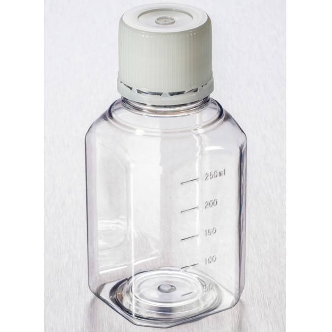 Corning® Gosselin™ Octagonal PET Bottle, 500 mL, Graduated, 31 mm Tamper-evident Cap, Sterile, Assembled