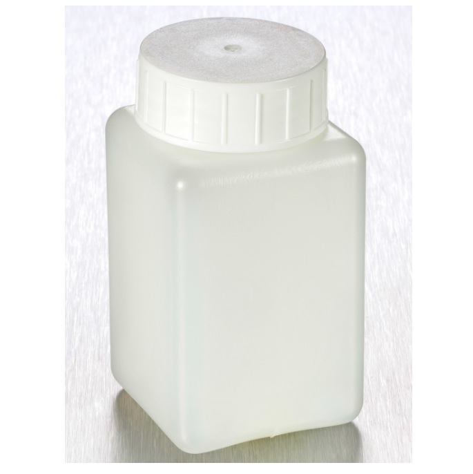 Corning® Gosselin™ Square HDPE Bottle, 150 mL, 37 mm White Cap with Seal, Assembled