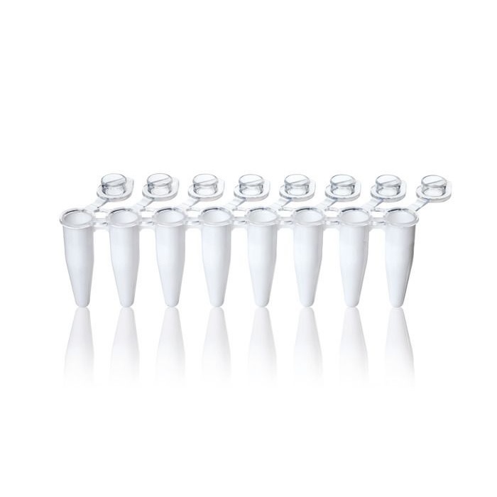 BRAND™ PCR Strips, 8, White, 0.15 ml, Low Profile, With Attached Individual Caps, 3 Connector
