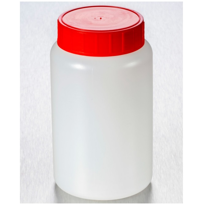 Corning® Gosselin™ Round HDPE Bottle, 500 mL, 58 mm Red Cap with Seal, Assembled