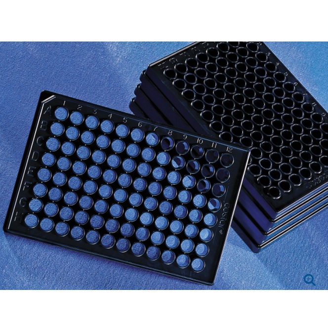 Corning® CellBIND® 96-well Flat Clear Bottom Black Polystyrene Microplates, with Lid, Sterile