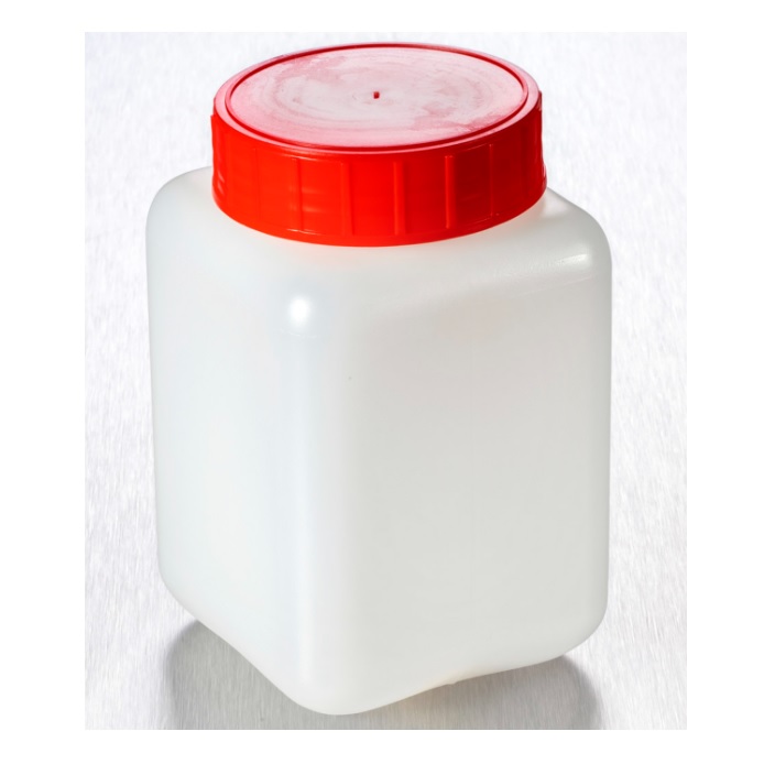 Corning® Gosselin™ Square HDPE Bottle, 500 mL, Graduated, 58 mm Red Cap with Seal, Assembled