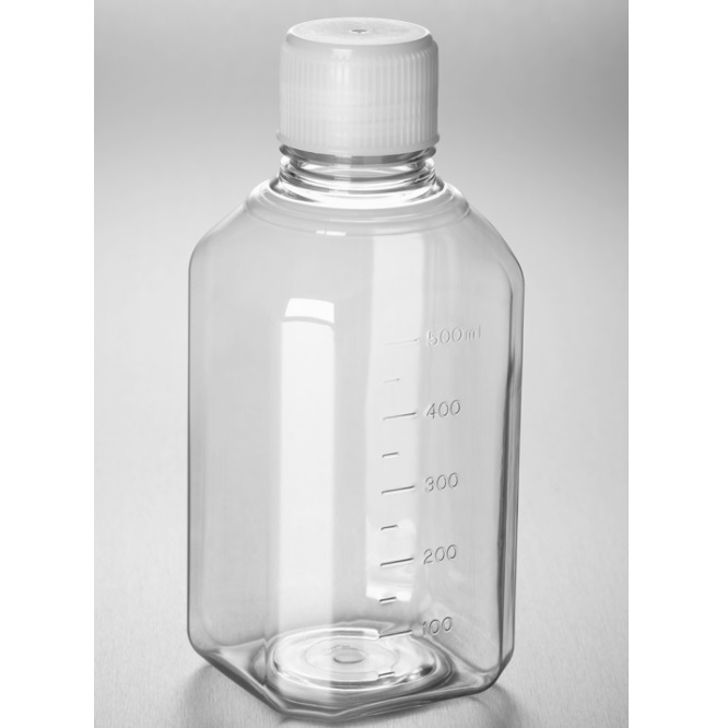 Corning® PET Bottle, 500 mL, Graduated, Validated Against IATA Standards Screw Cap, Sterile, Pre-Assembled