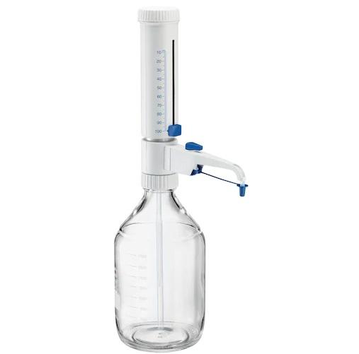 Eppendorf Varispenser® 2x, 1-channel, bottle top dispenser with recirculation valve with adapters GL 32, GL 38, S 40 and telescopic intake tube, 10 – 100 mL