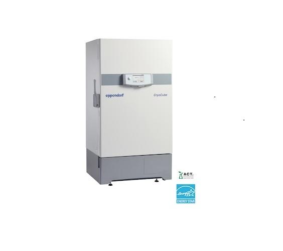 CryoCube® F740hi, 740 L, ULT freezer, with touchscreen interface, green cooling liquids, and air-cooling, handle left side, 3 shelves