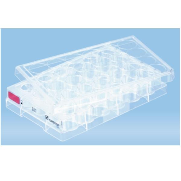 Sarstedt™ Cell Culture Plate, 24 Well, Standard, Flat Base, 1 piece(s)/blister, Red